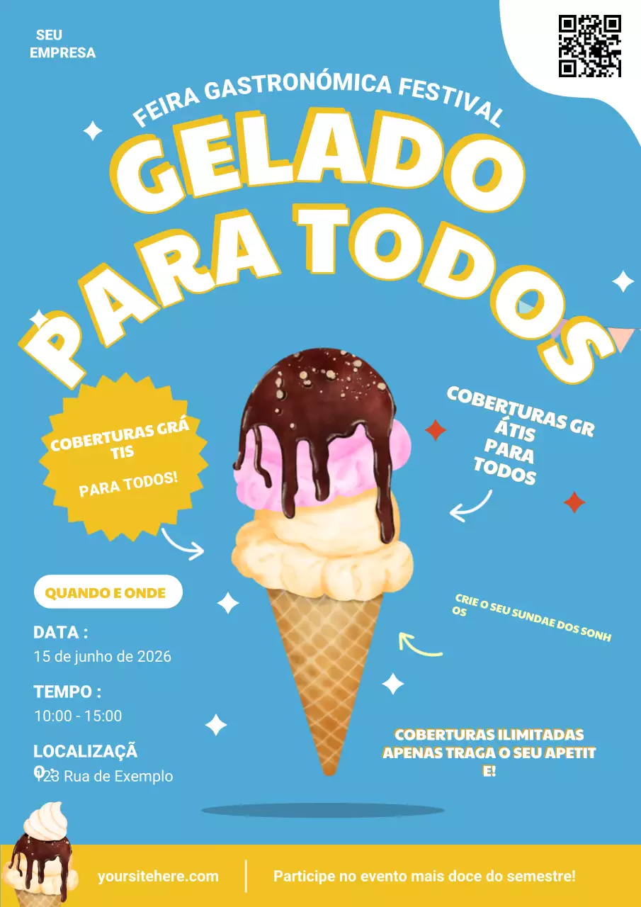 Cartaz de propaganda do festival de comida retrô azul