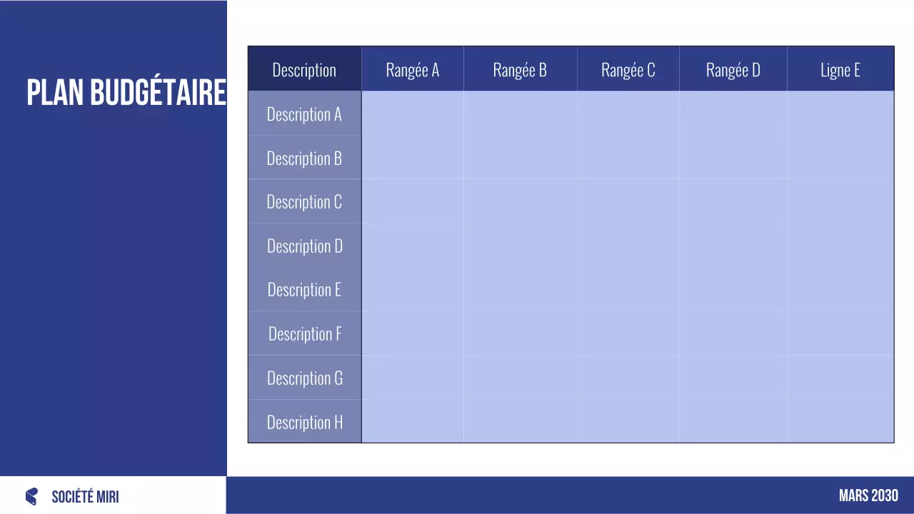 planificateur budgétaire professionnel bleu