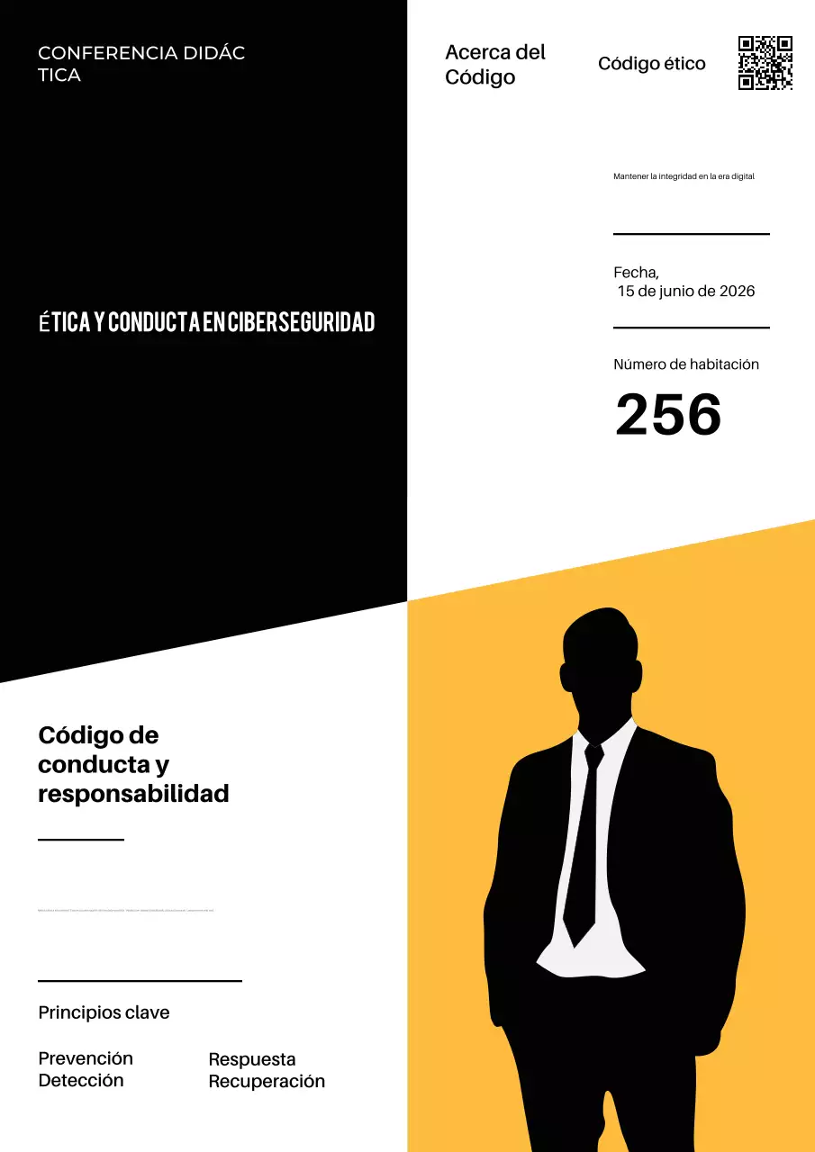 Póster de invitación a la conferencia sobre ciberseguridad moderna en negro