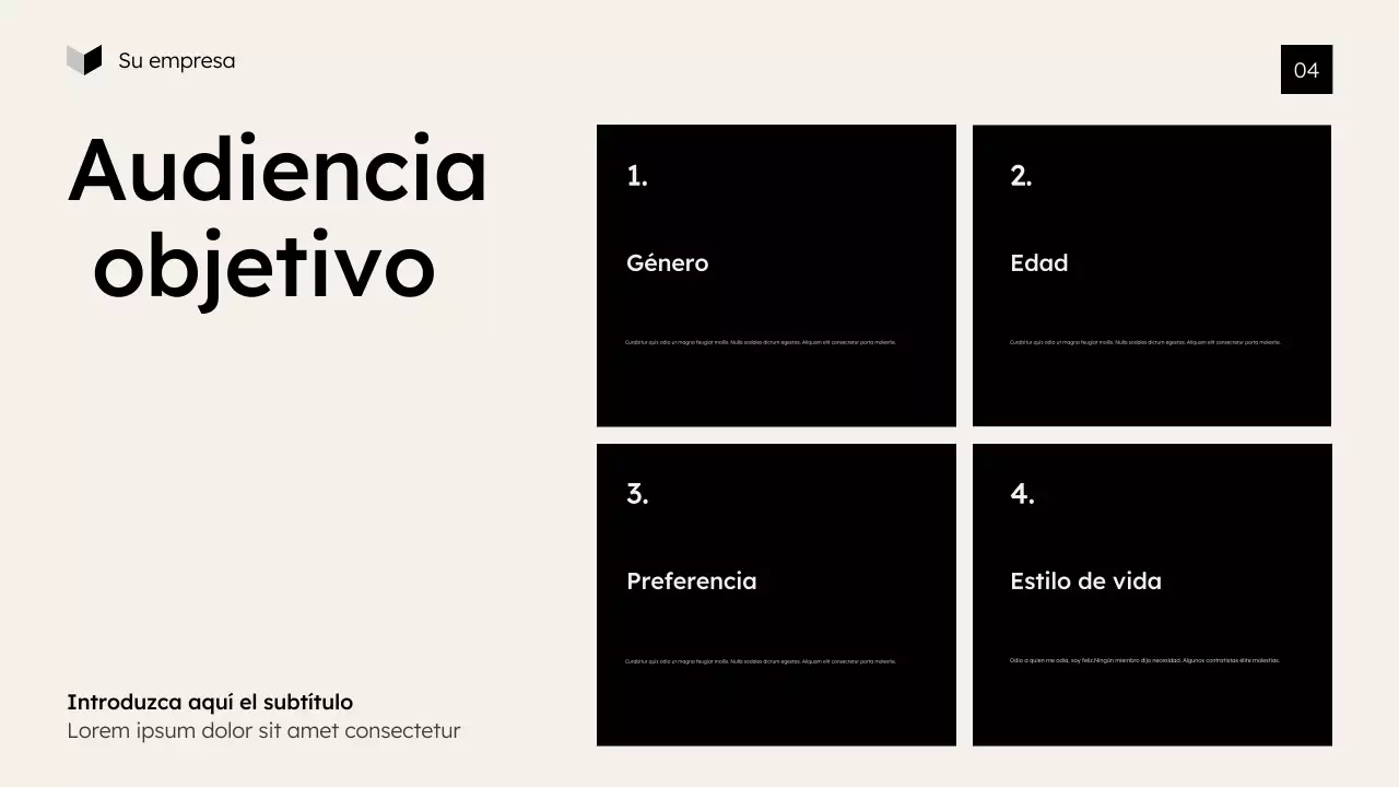 Presentación de marketing moderna en beige