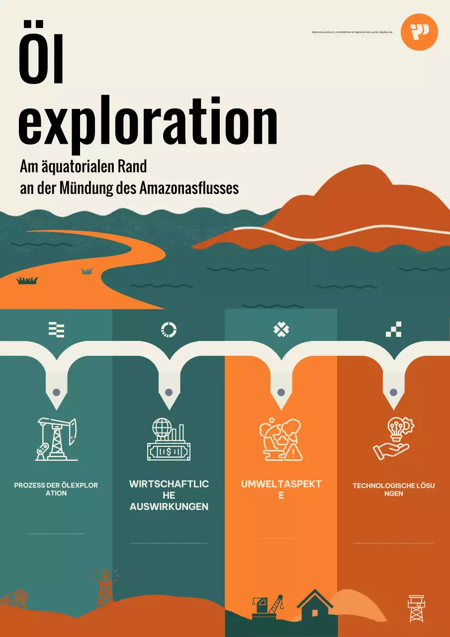 Orange und Dunkelgrün Öl Exploration Infografik Poster Illustration