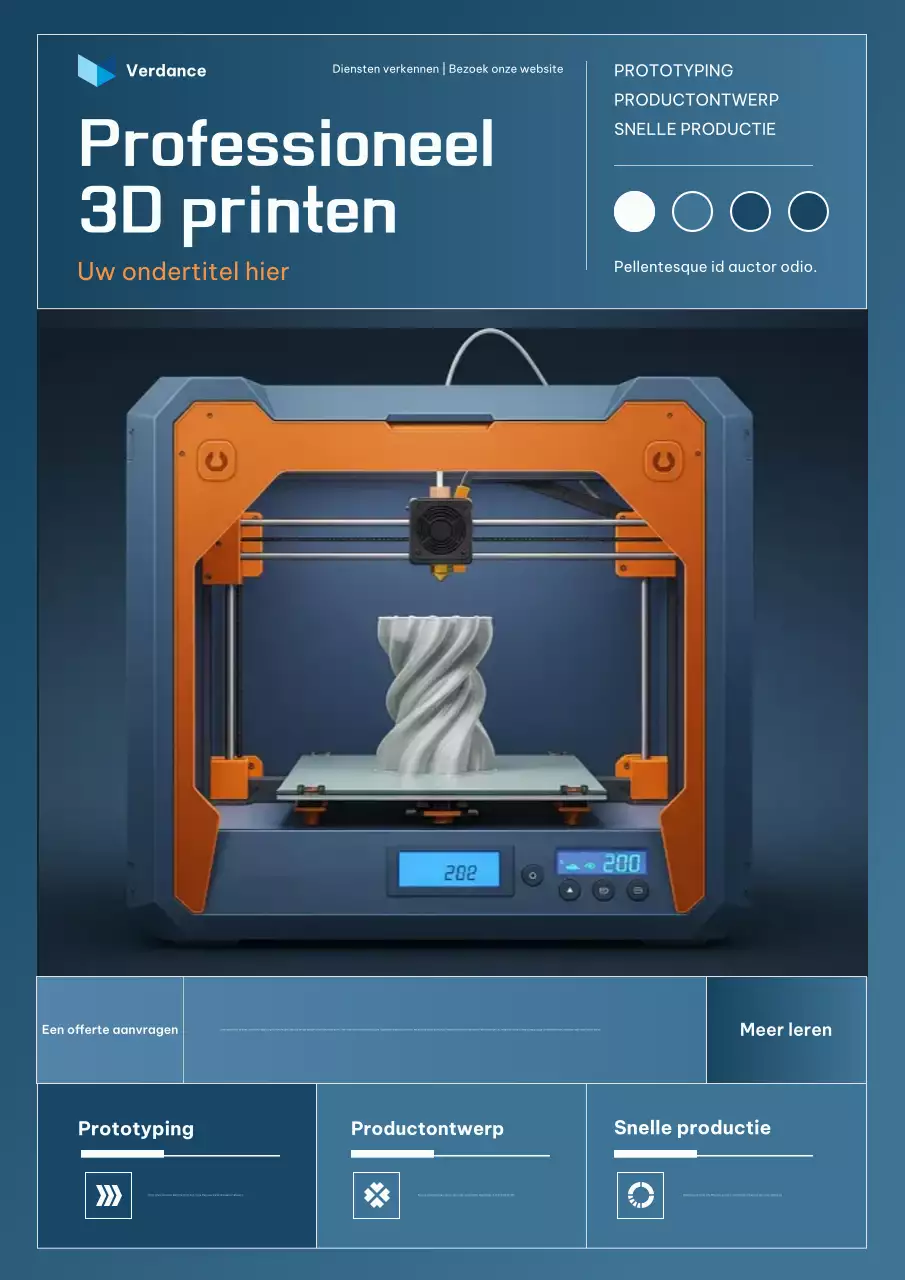 Oranje en blauwe gradiënt professionele 3D-printpromotieposter