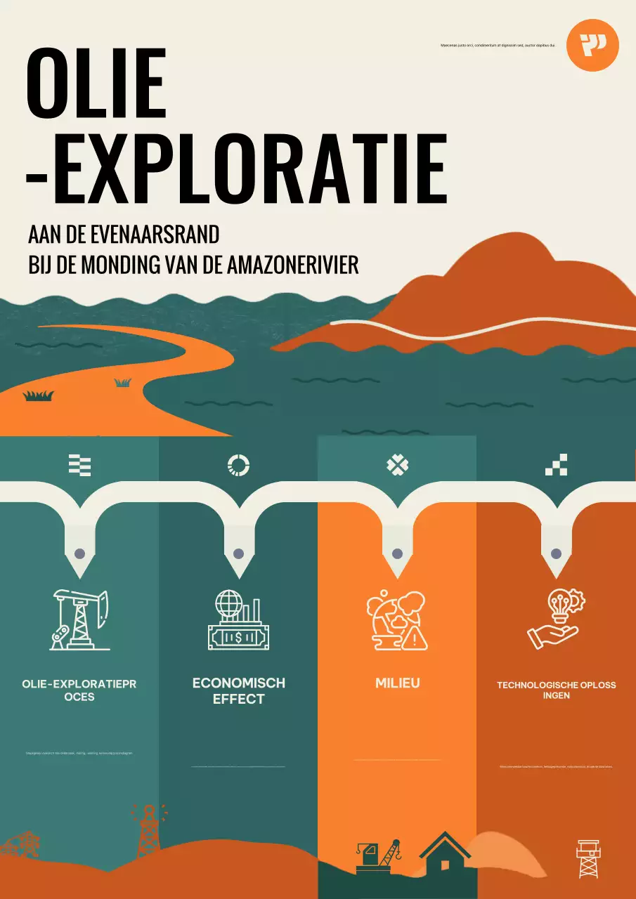 Oranje en diepgroene infographic posterillustratie voor olie-exploratie