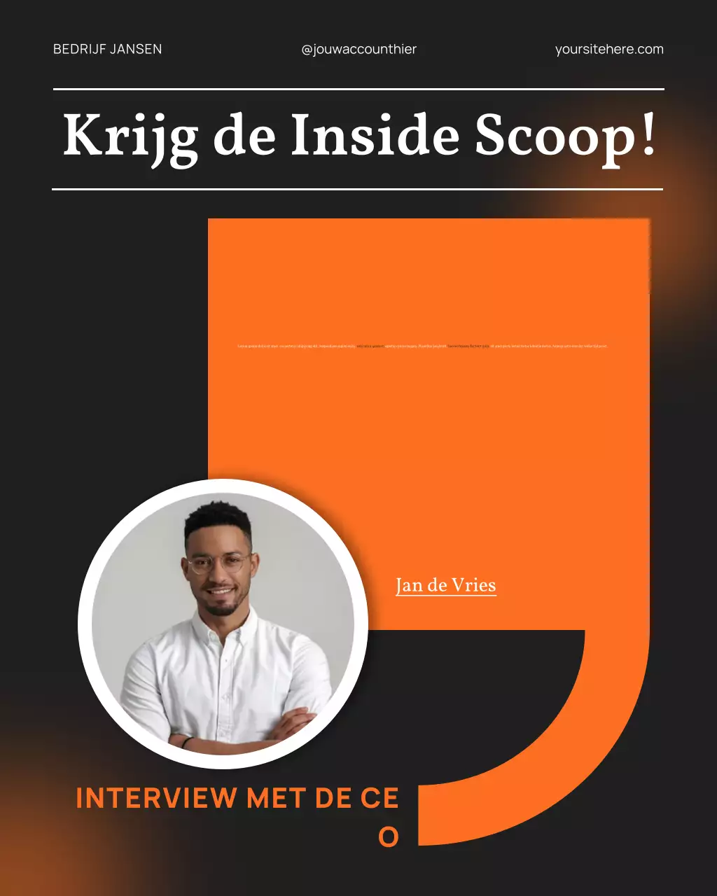 oranje moderne interviewaankondiging