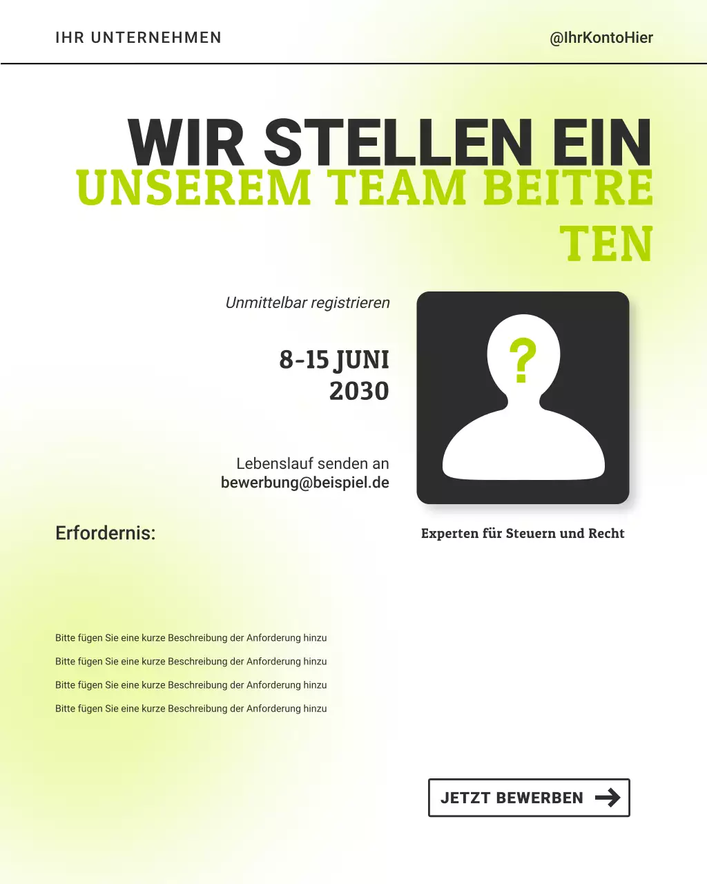 grüne moderne Stellenausschreibung