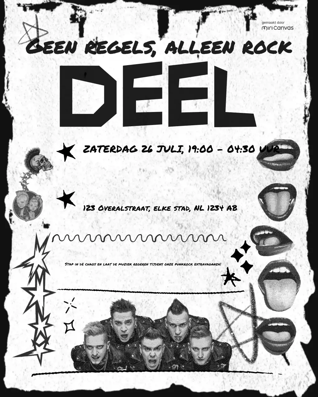 Zwart-wit punkfeestuitnodiging Instagram verticale afbeelding