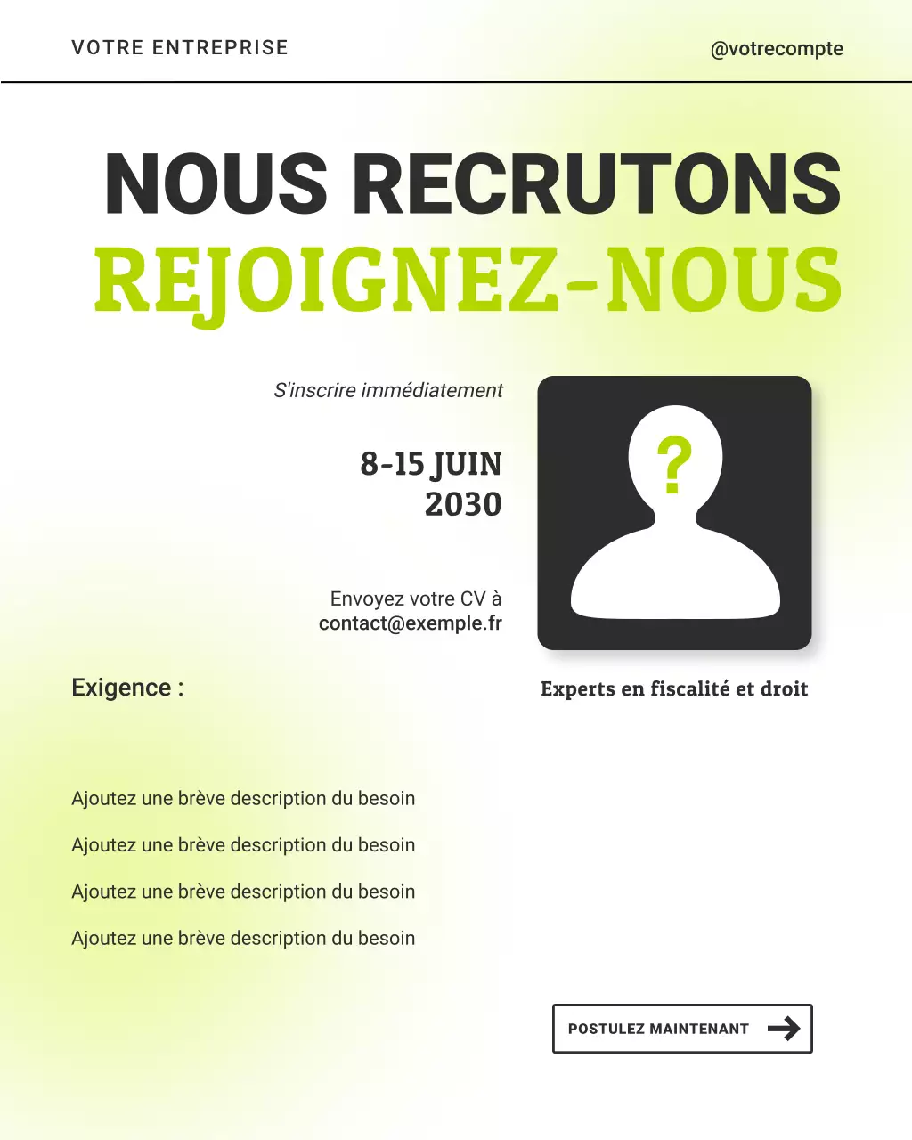 annonce de recrutement verte et moderne