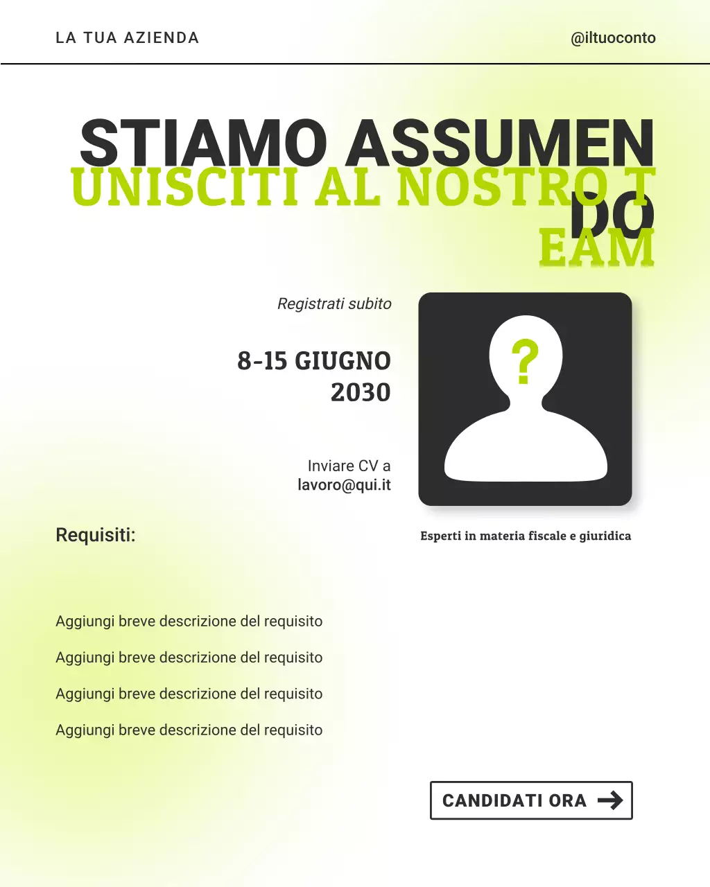 annuncio di reclutamento moderno verde