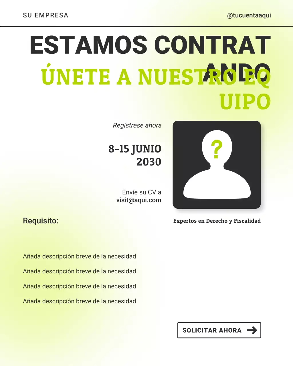 Anuncio de reclutamiento de Green Modern