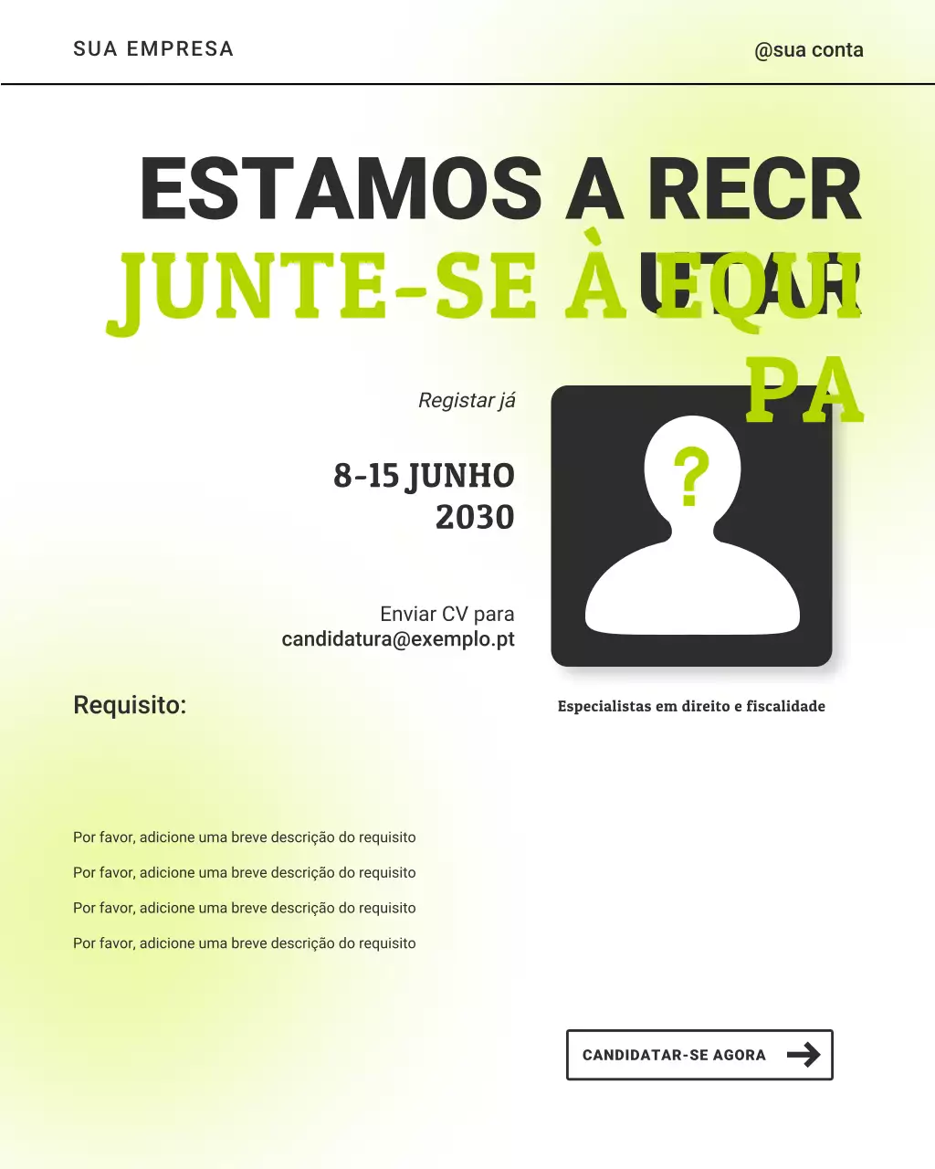 anúncio de recrutamento verde moderno