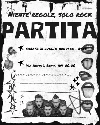 Invito alla festa punk in bianco e nero Immagine verticale di Instagram