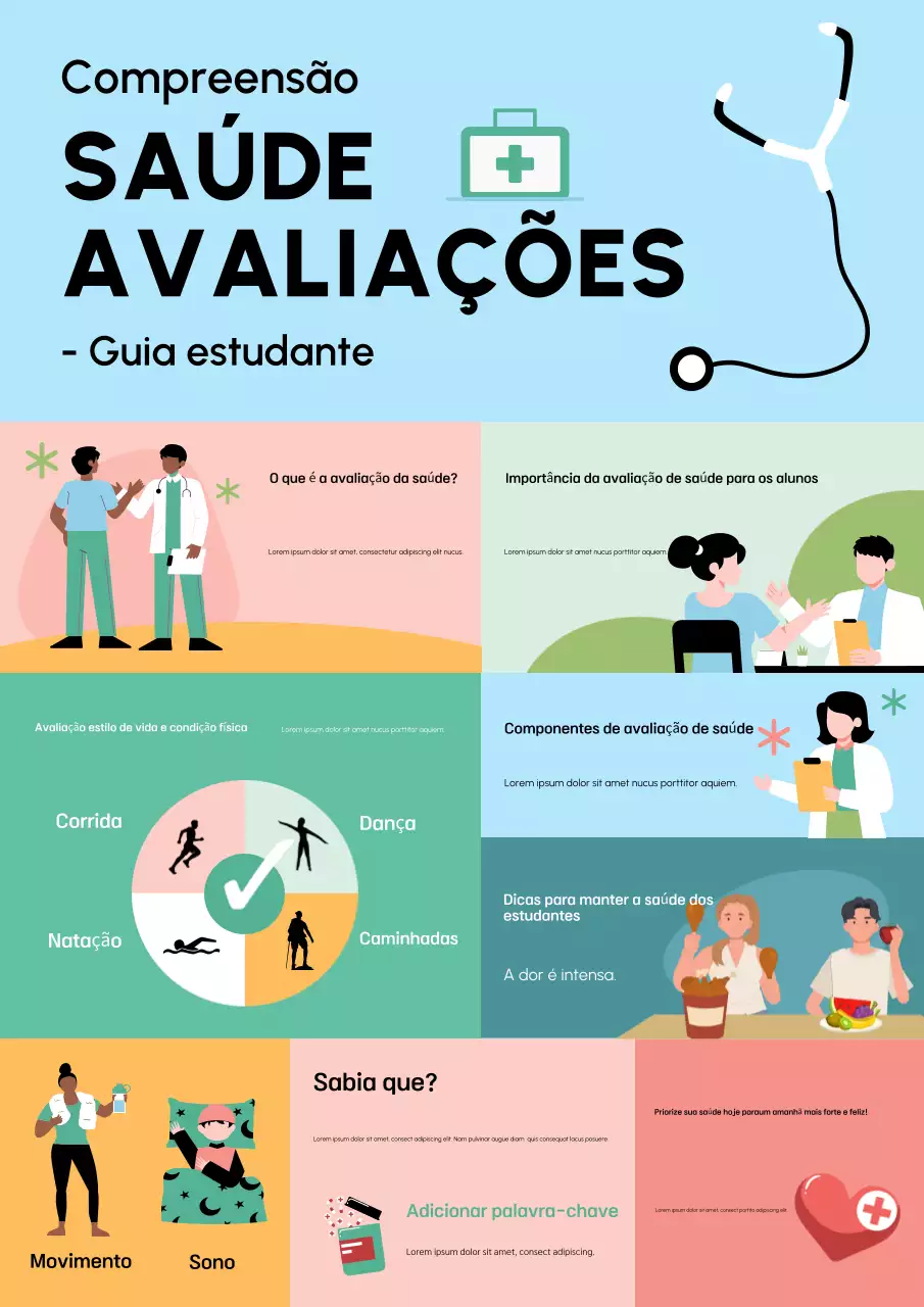 Cartaz do Guia de Saúde Moderna Azul-petróleo