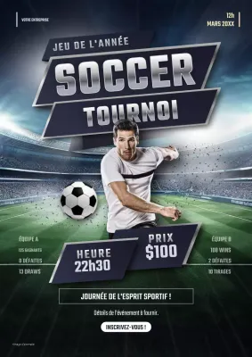 Affiche promotionnelle de football bleu audacieux