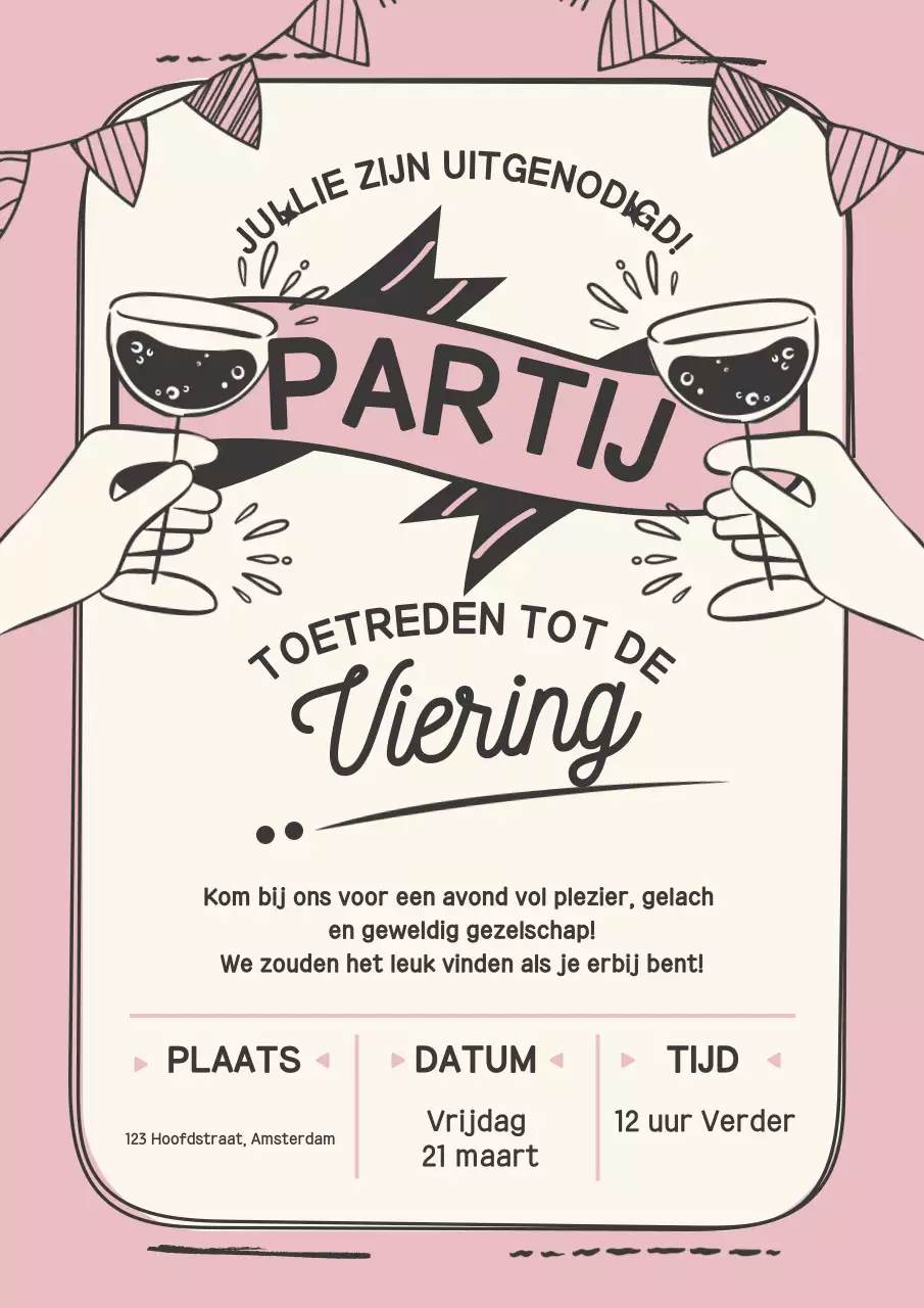 Roze Retro Feest Uitnodiging Poster