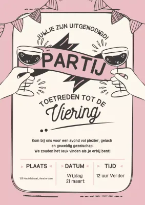 Roze Retro Feest Uitnodiging Poster