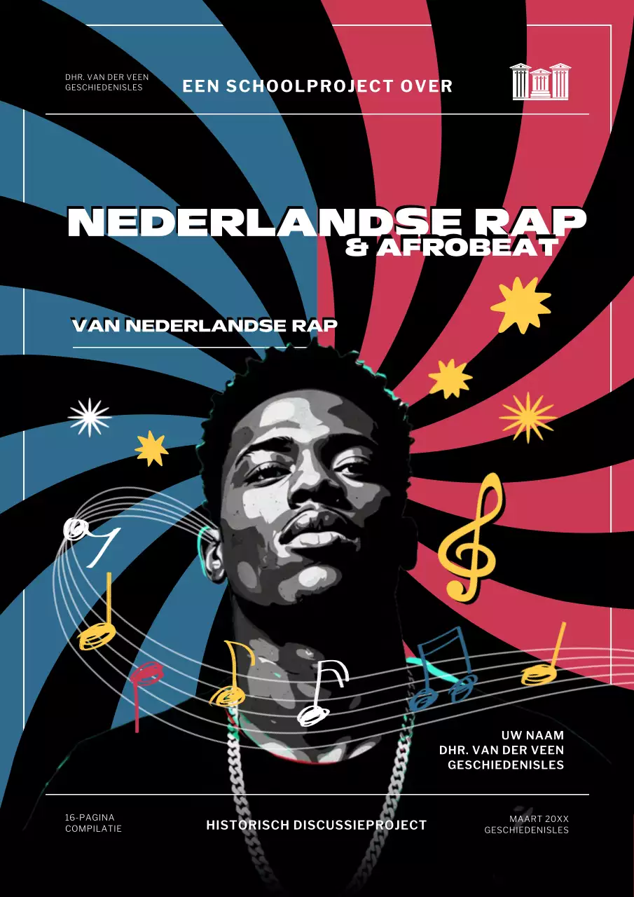 Rode poster van het moderne muziekproject