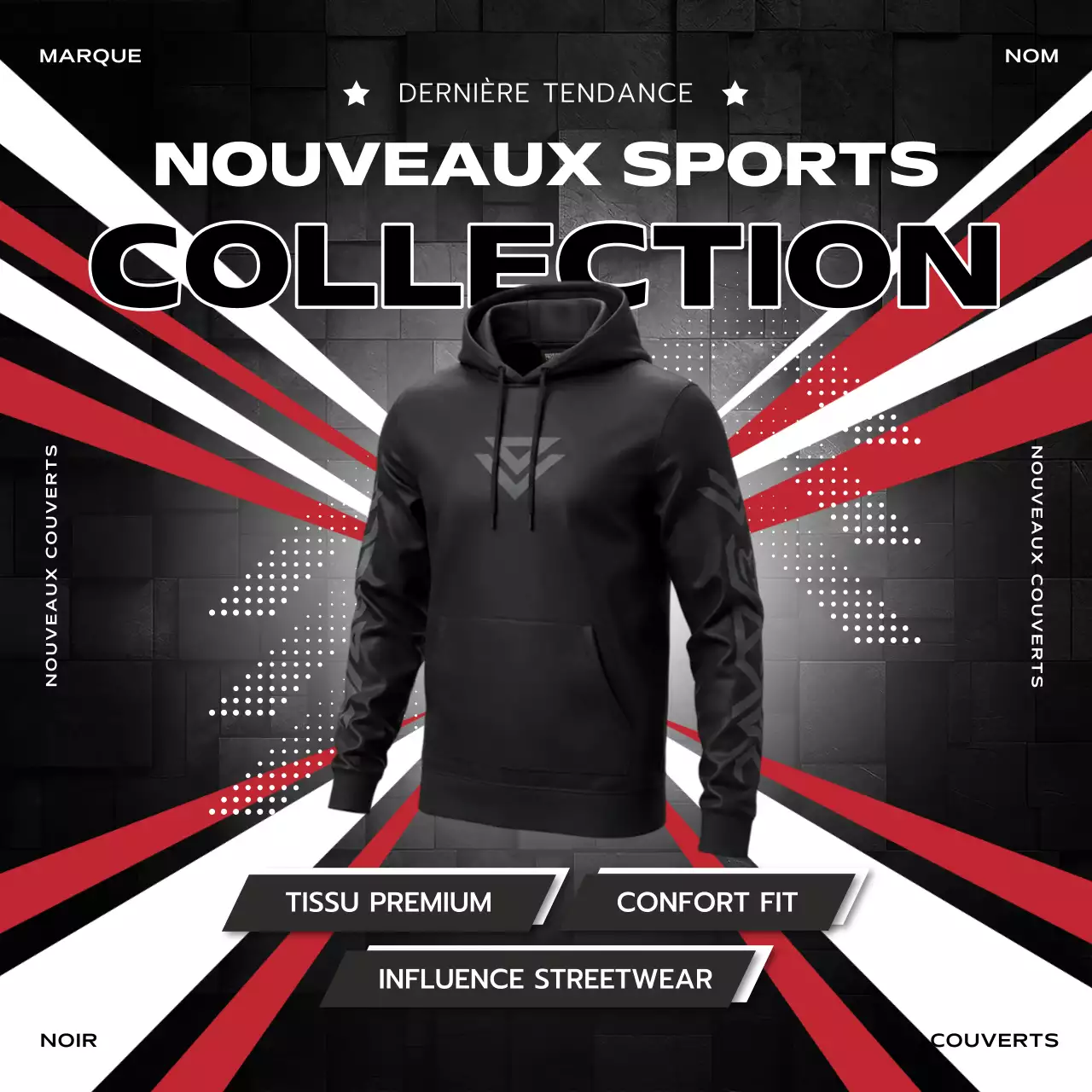 Publicité de la collection Black Modern Sports sur les réseaux sociaux