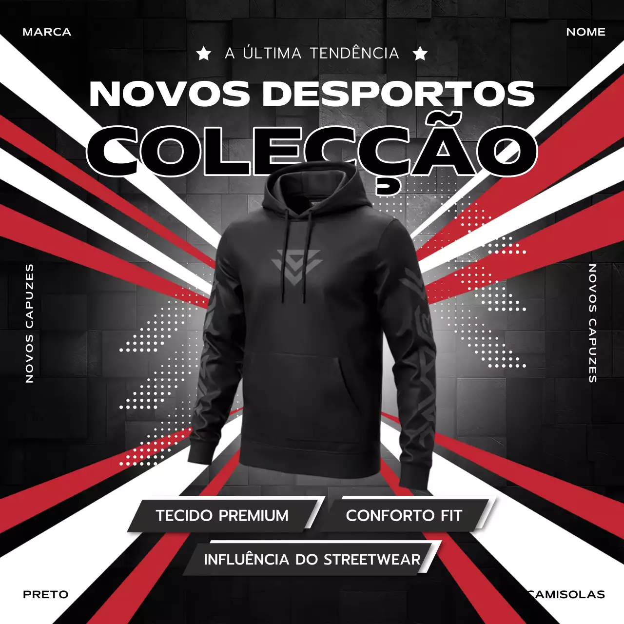 Anúncio da coleção Black Modern Sports Social Media Square
