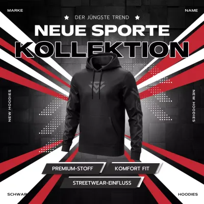Schwarze moderne Sportkollektion Werbung Social Media Square
