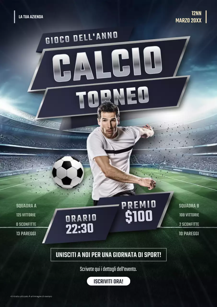 Manifesto promozionale del calcio Blue Bold