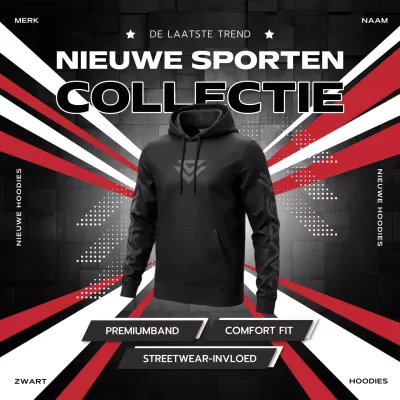 Zwarte moderne sportcollectie Advertentie Social Media Square