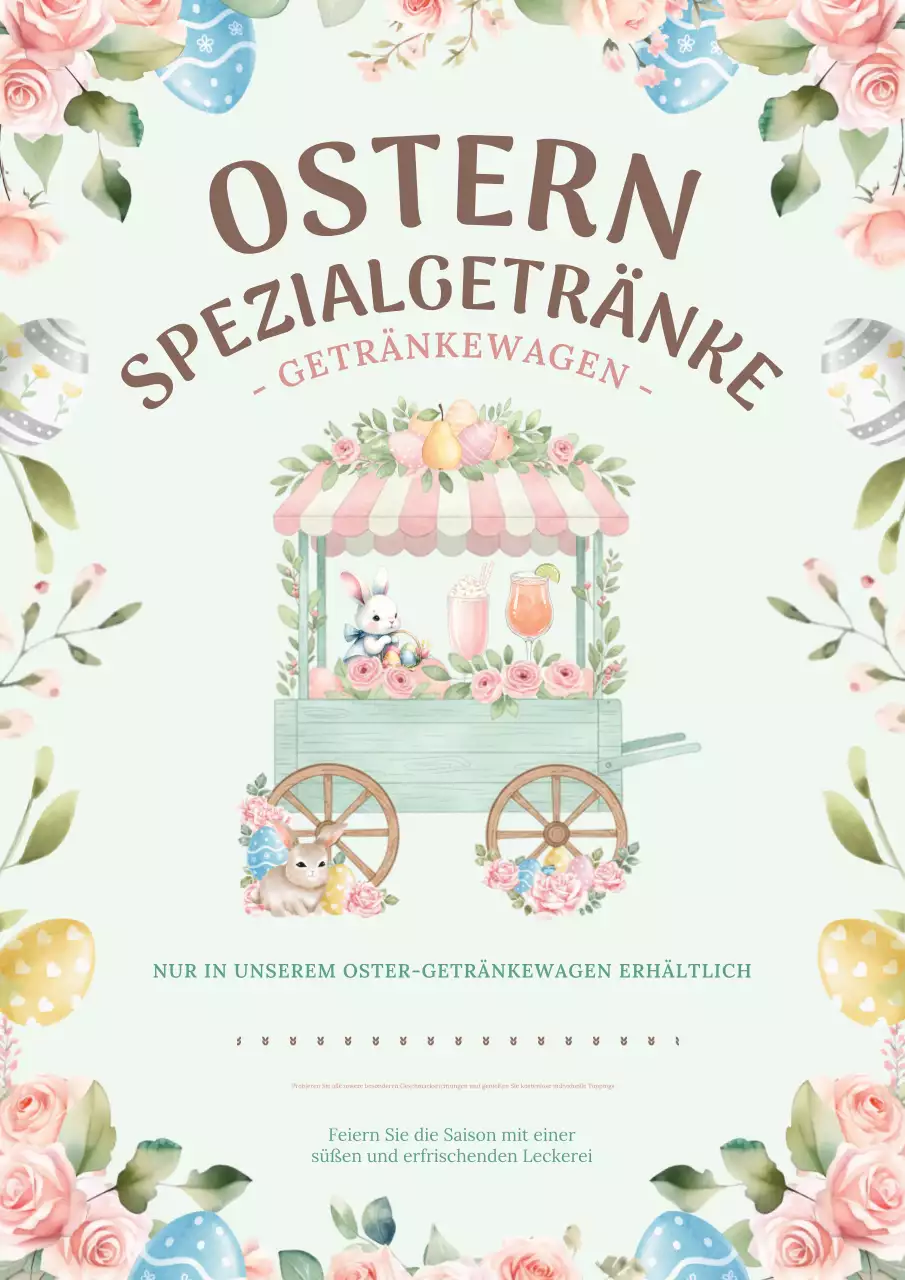 Getränke-Werbeplakat mit pastellfarbenem Blumenmuster