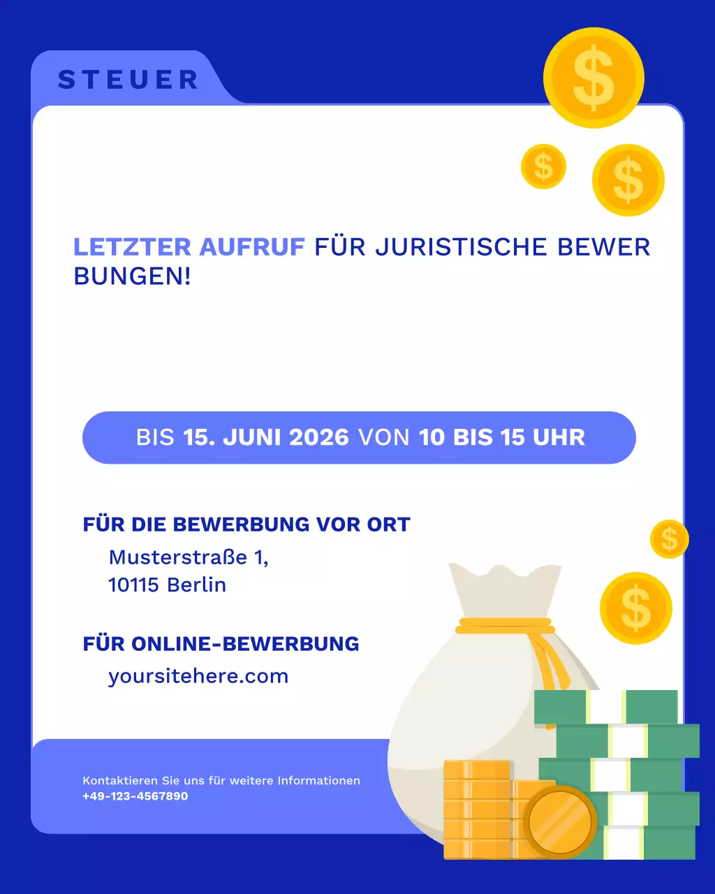 Blau-weißer Instagram-Beitrag zur dringenden rechtlichen Ankündigung