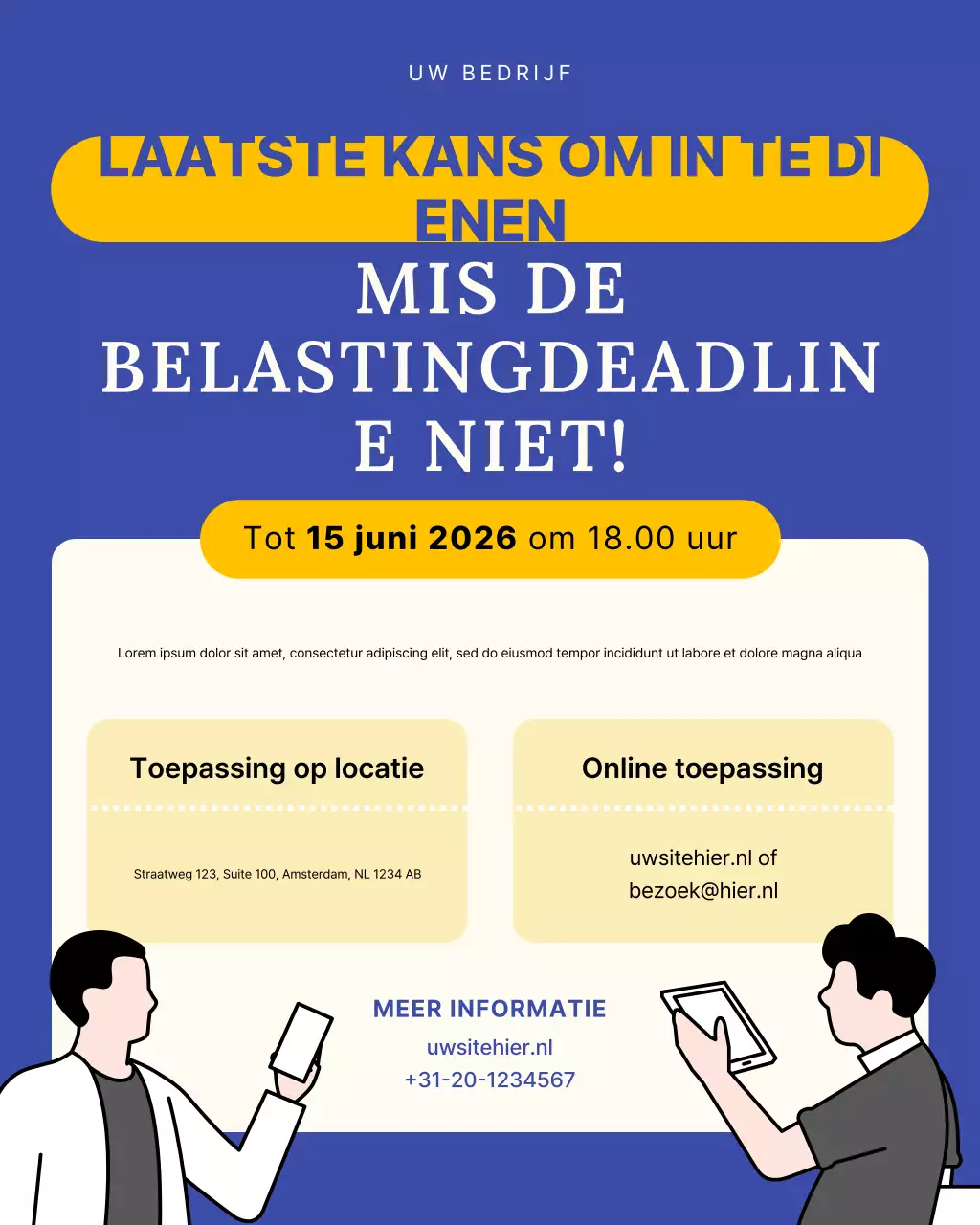 blauwgroene moderne belastingaankondiging