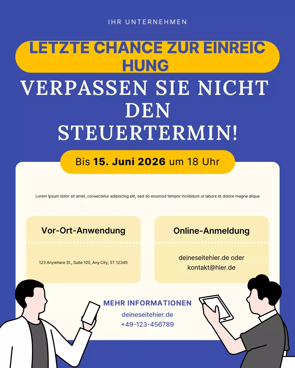 blaugrüne moderne Steuerankündigung