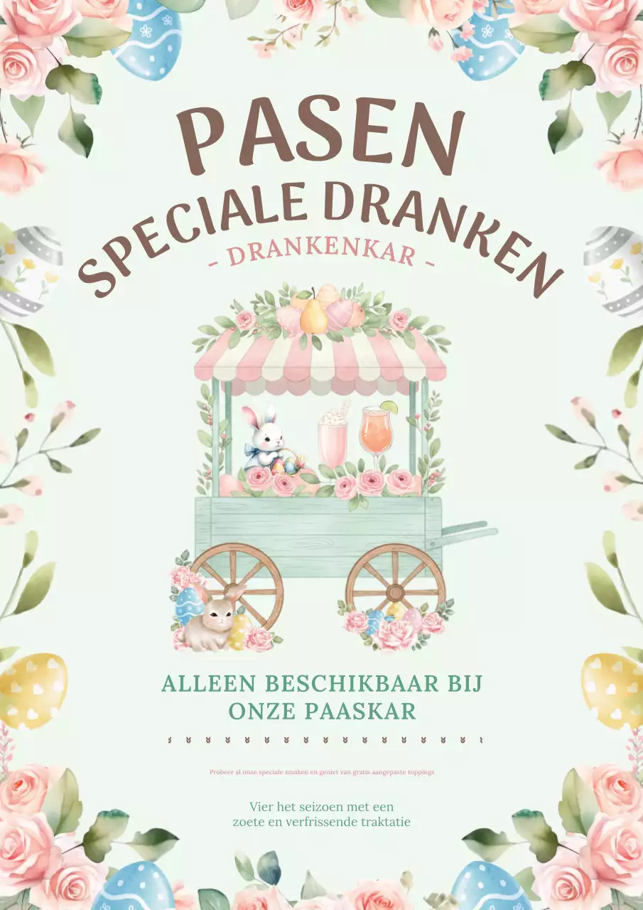 Pastelkleurige bloemendrankpromotieposter
