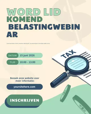 Moderne Blue Green Professionele Belasting Webinar Social Media Poster