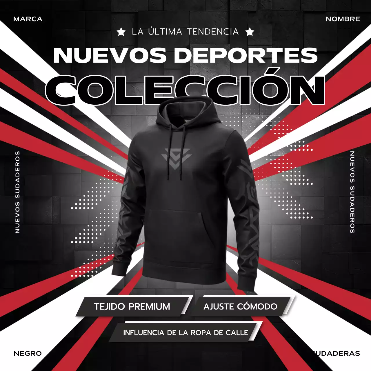 Colección deportiva moderna negra Publicidad Redes sociales Square