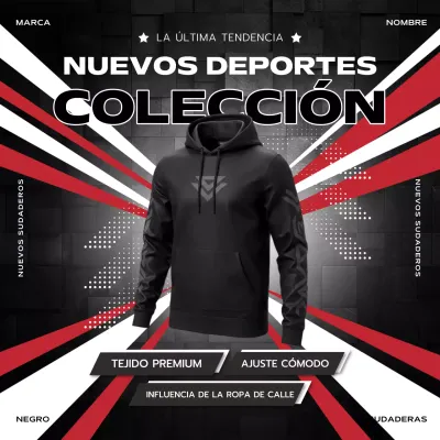 Colección deportiva moderna negra Publicidad Redes sociales Square