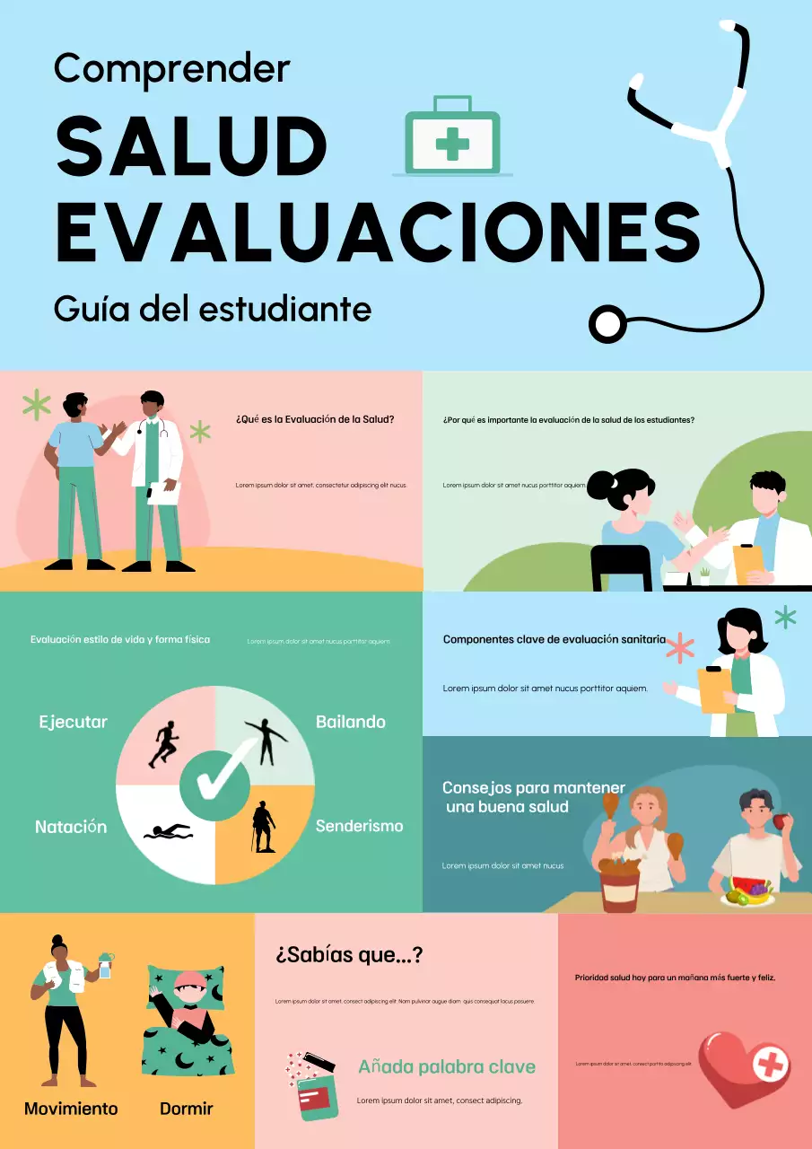 Póster de la Guía de Salud Moderna en color verde azulado