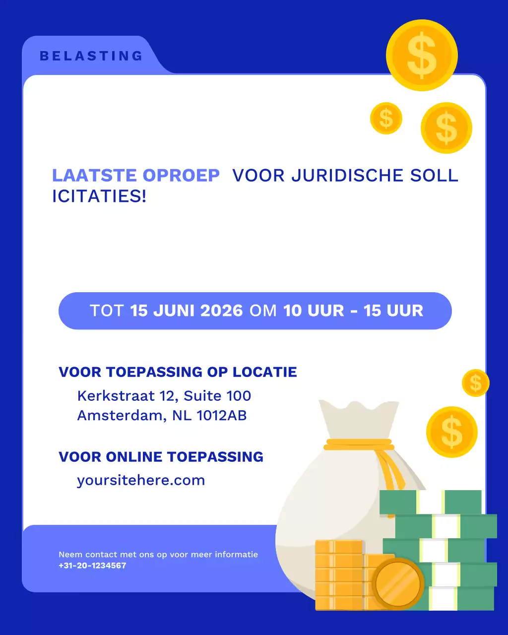 Blauw en wit juridisch urgente aankondiging Instagram-bericht