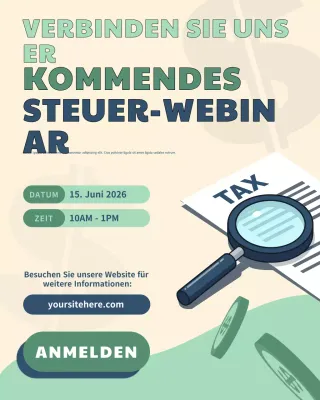 Modernes blaugrünes professionelles Steuer-Webinar-Social-Media-Poster