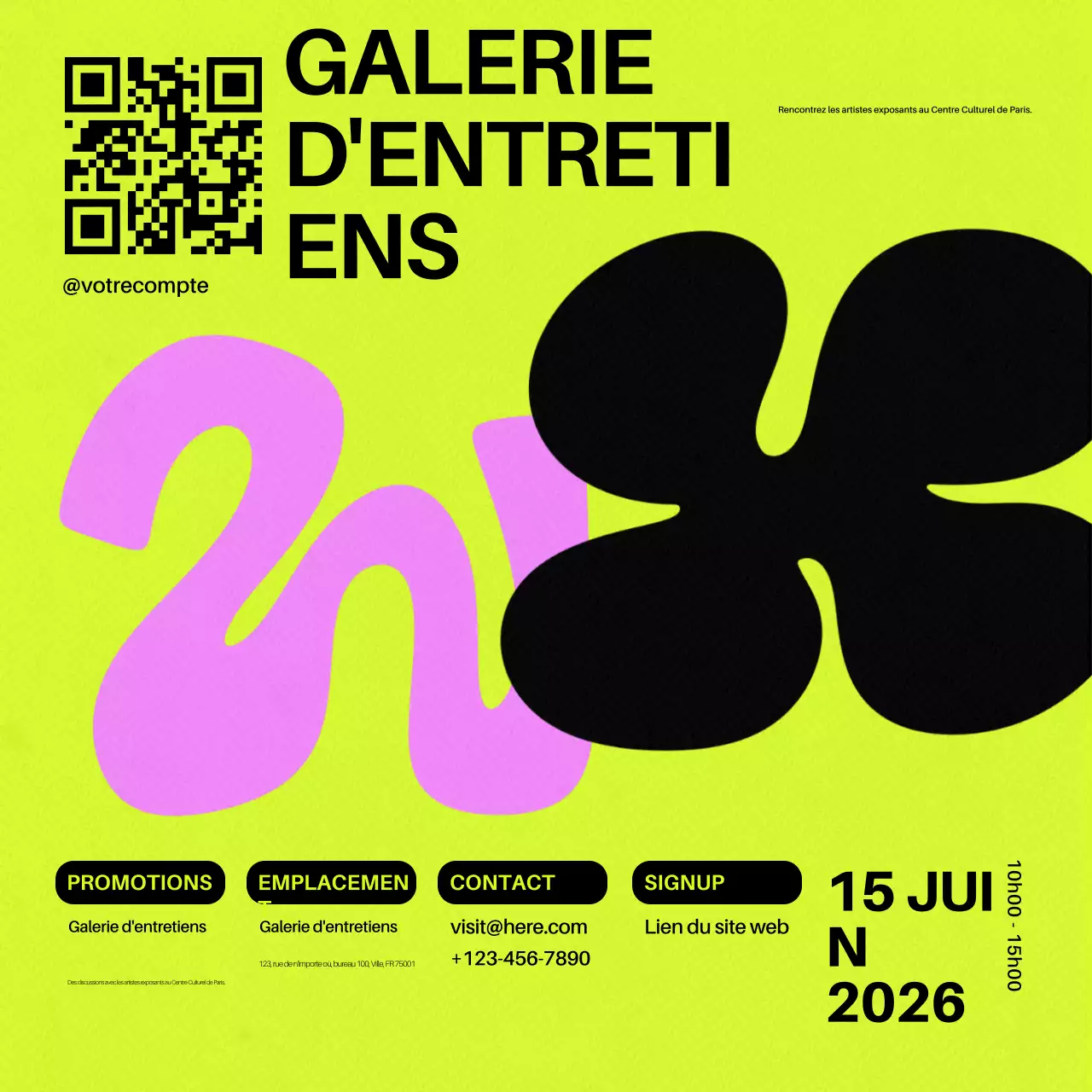 Annonce de l'événement Neon Bold Gallery sur les réseaux sociaux