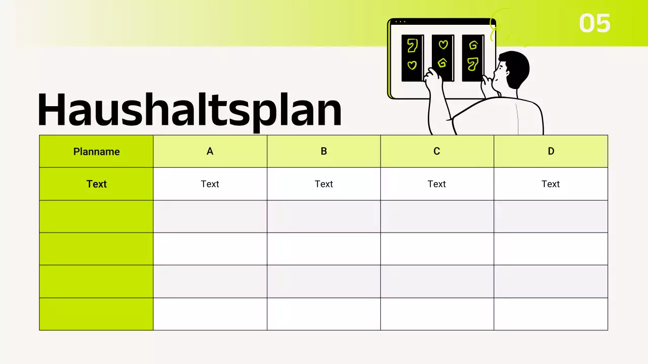 Grüner moderner Budgetplaner Präsentation