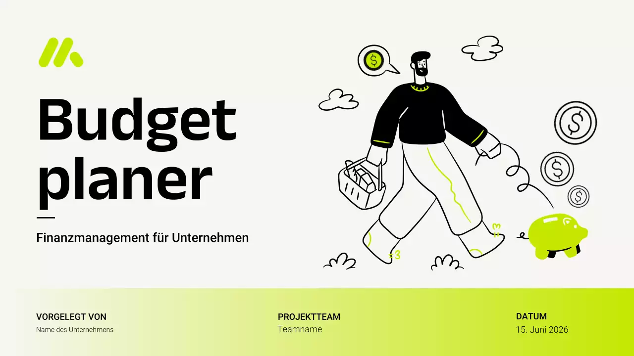 Grüner moderner Budgetplaner Präsentation