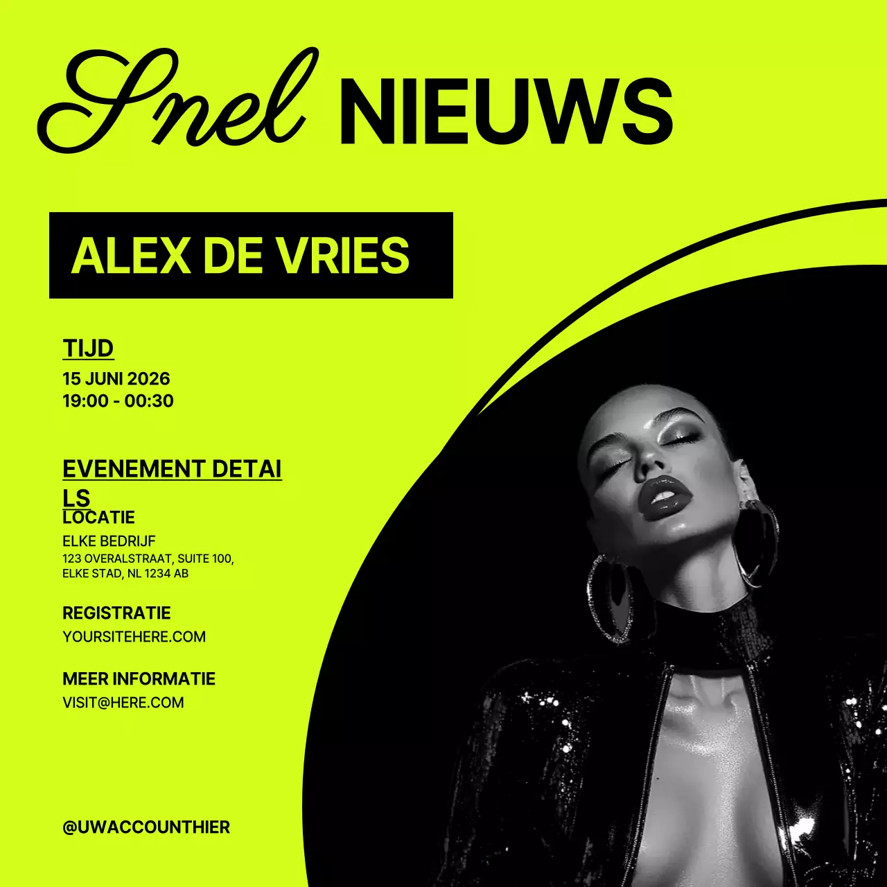 Neon Modern Evenement Uitnodiging Social Media Square