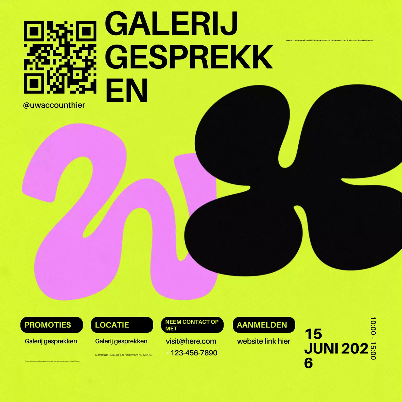 Neon Bold Gallery Evenement Aankondiging Social Media Square