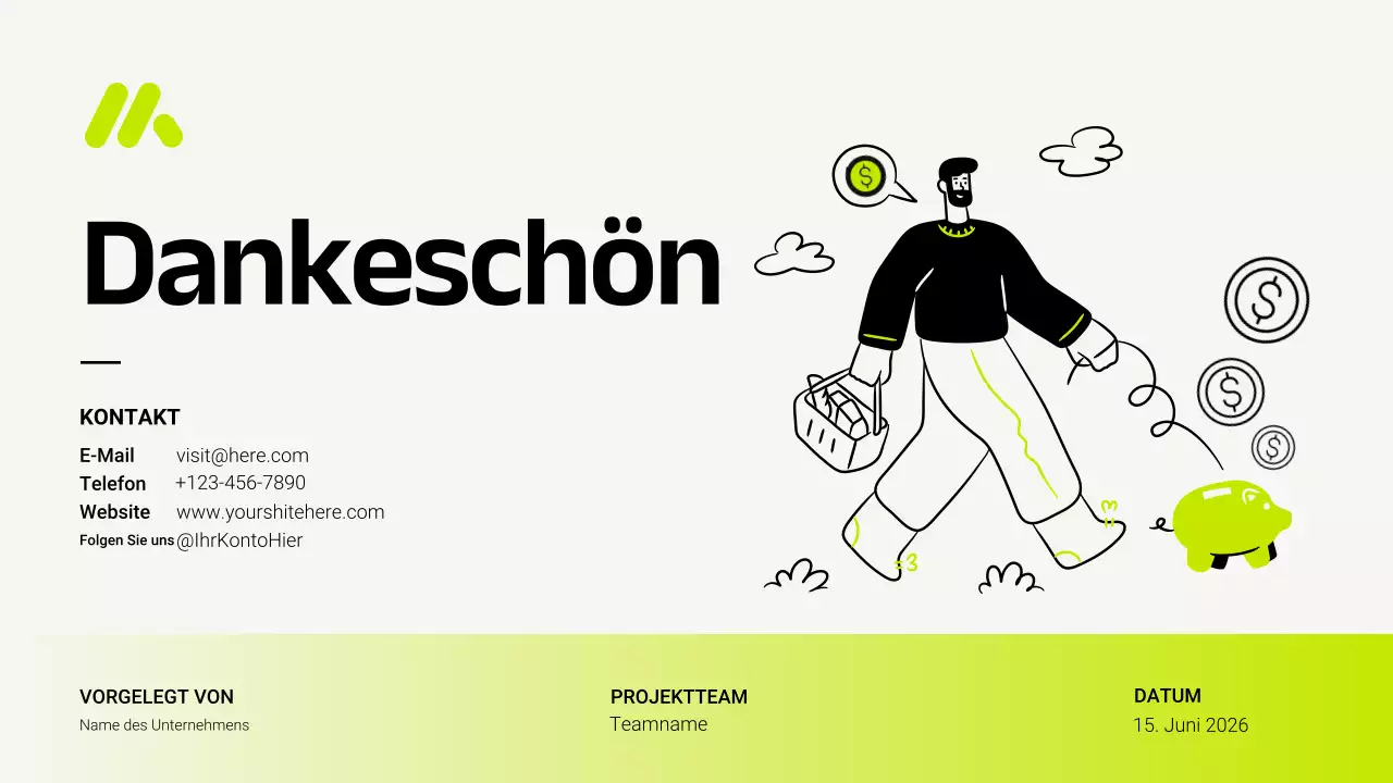 Grüner moderner Budgetplaner Präsentation