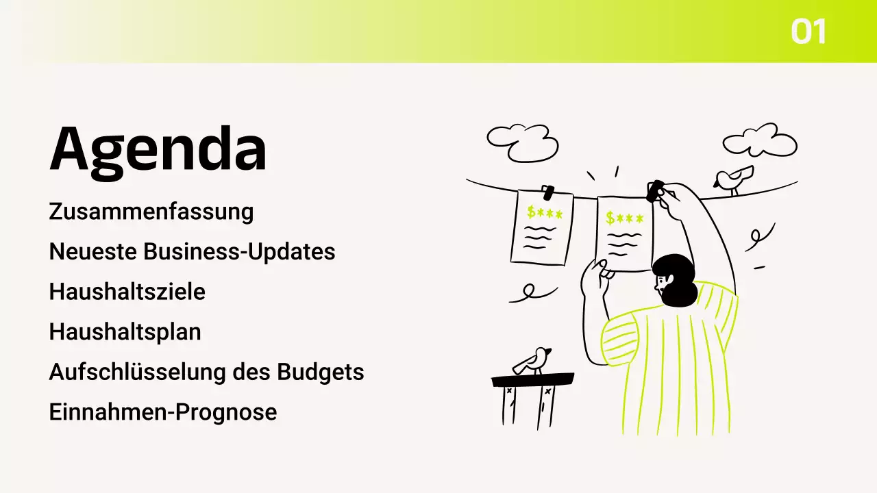 Grüner moderner Budgetplaner Präsentation