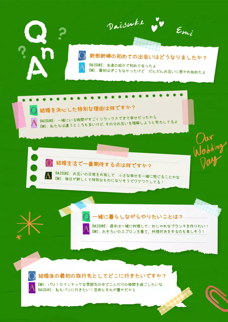 オレンジ ポップ 結婚式 プロフィールブック