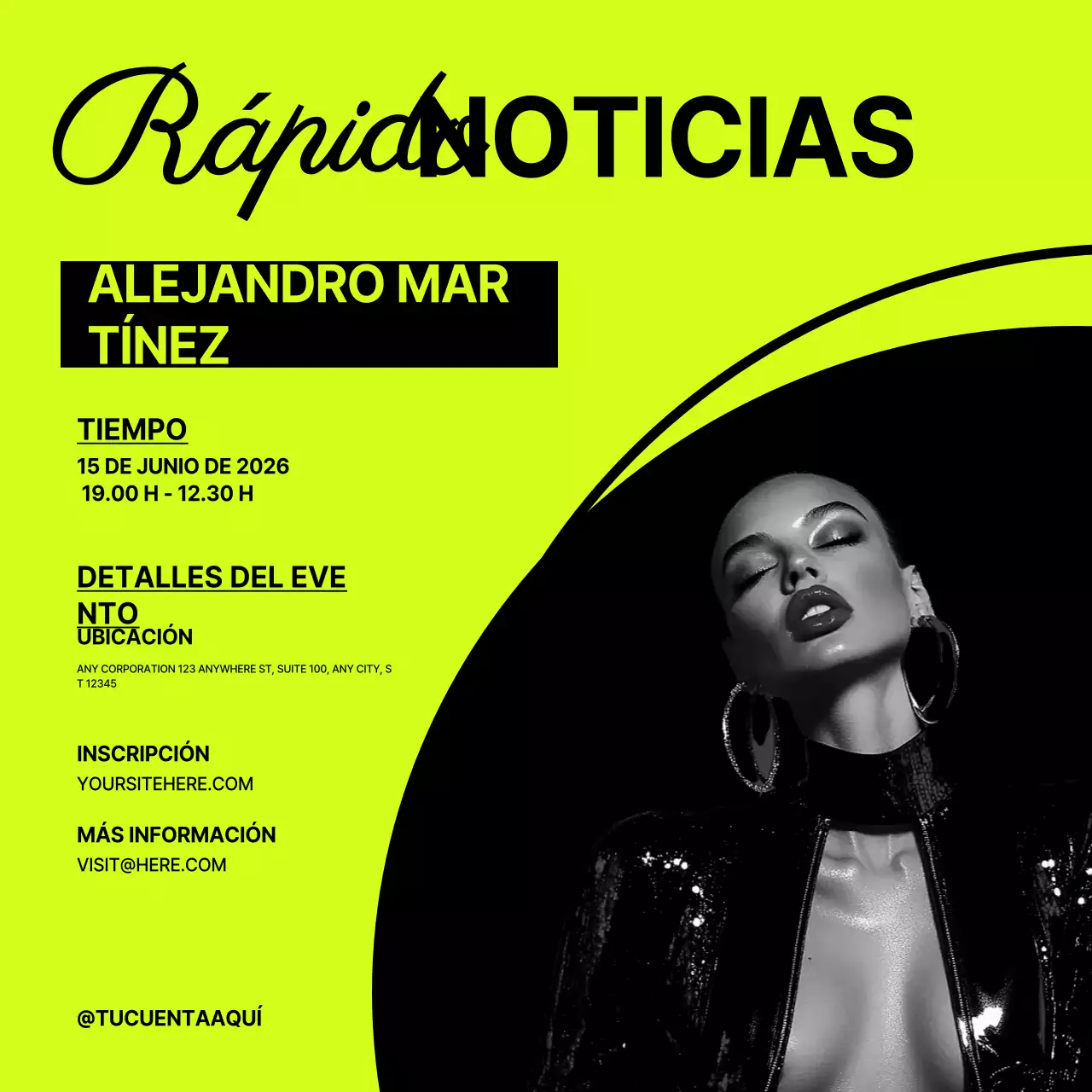 Invitación moderna a evento de neón para redes sociales