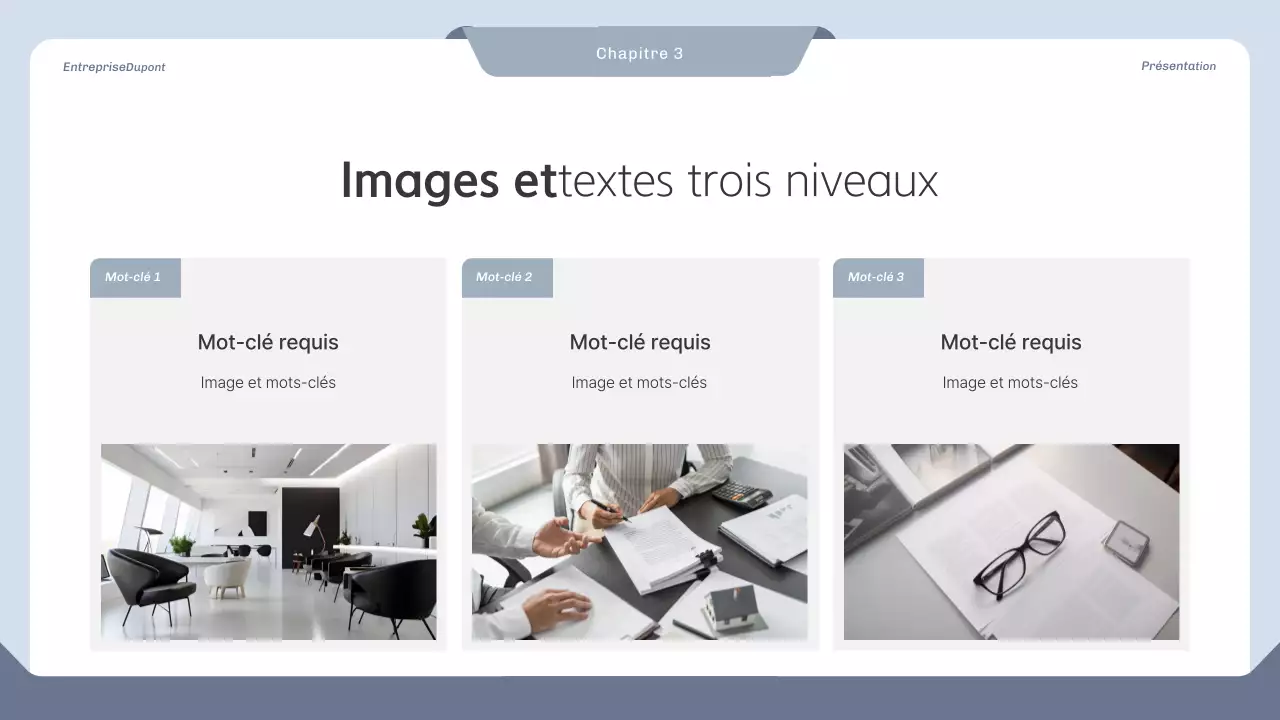 Proposition de projet propre en bleu et gris