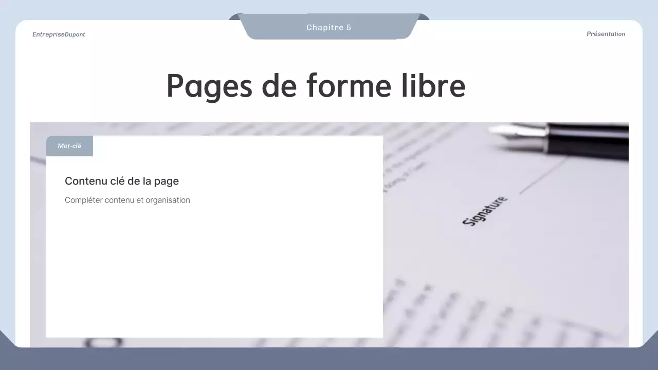 Proposition de projet propre en bleu et gris