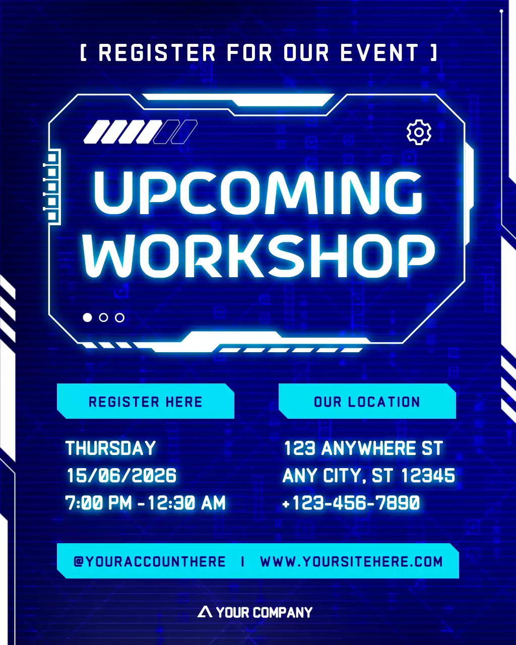 Blue Futuristic Tech Workshop Event Information Instagram Post
