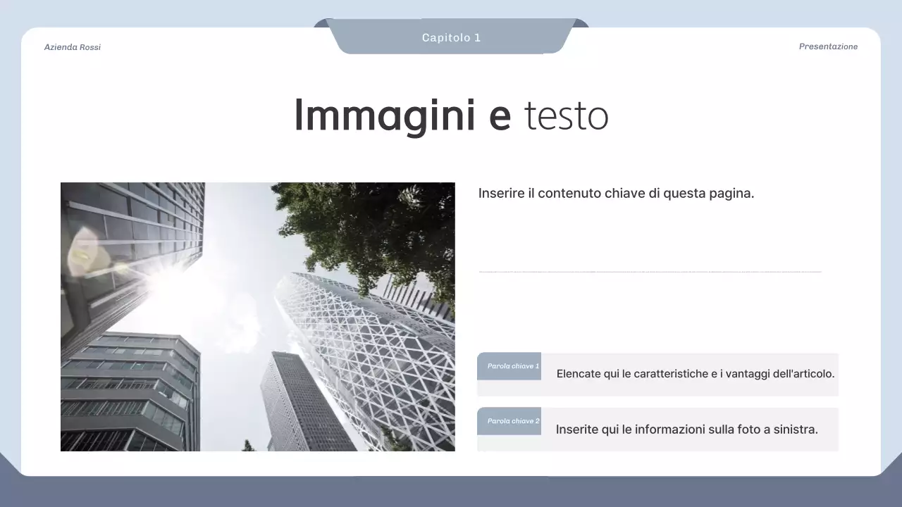 Proposta di progetto pulita in blu e grigio
