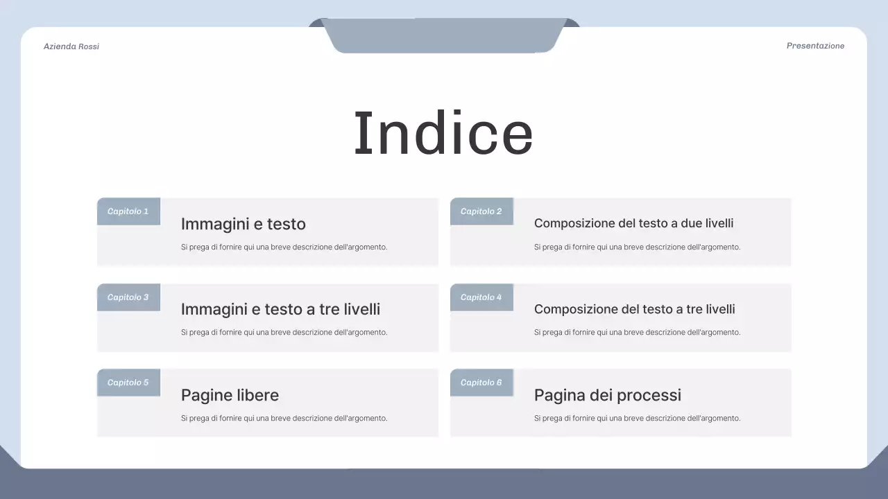 Proposta di progetto pulita in blu e grigio